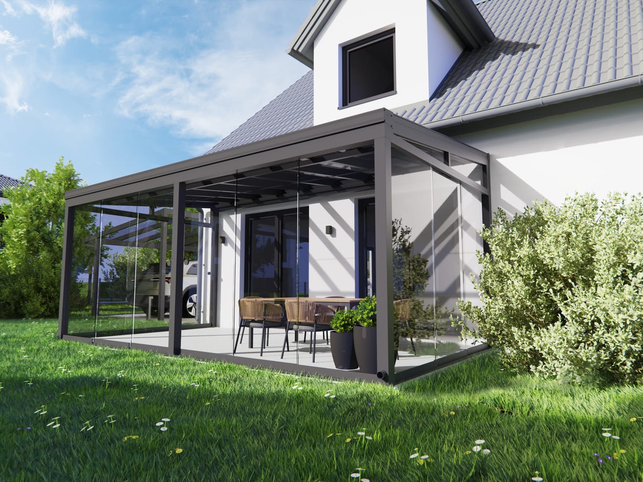 Kaltwintergarten aus Aluminium und Glas