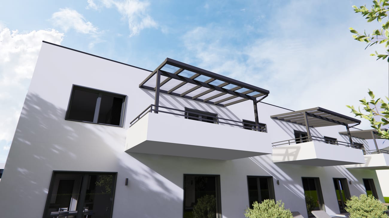 Glasdach einer Terrassenüberdachung