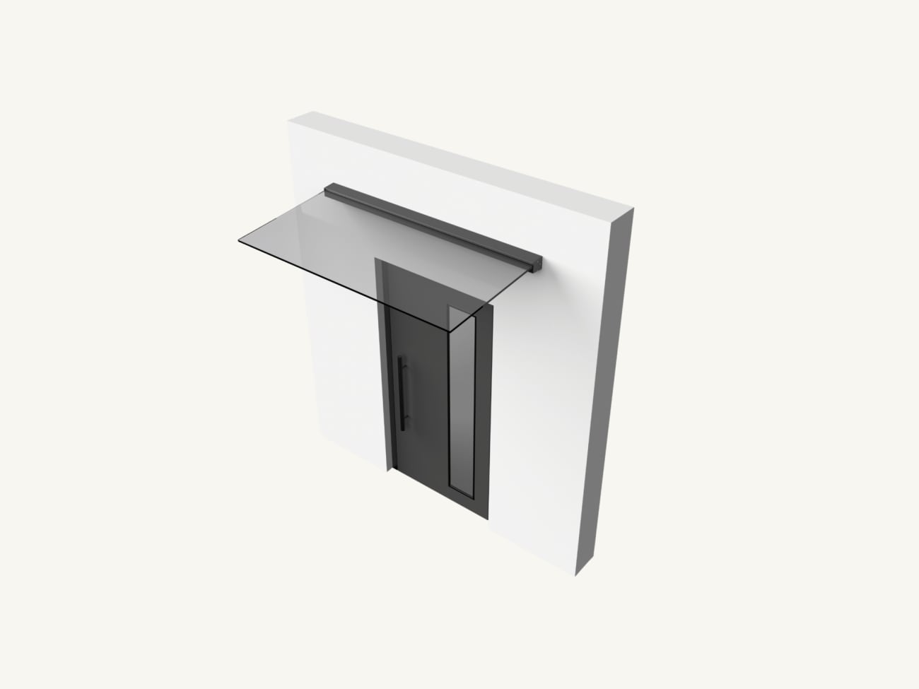 Vordach FLY aus Aluminium mit Klarglas